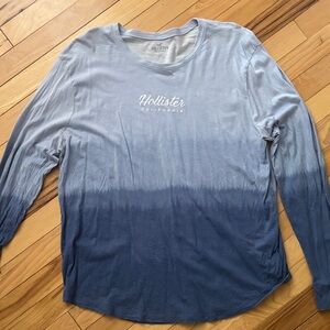 Hollister Women's Long Sleeve Gray Blue Ombre Tee